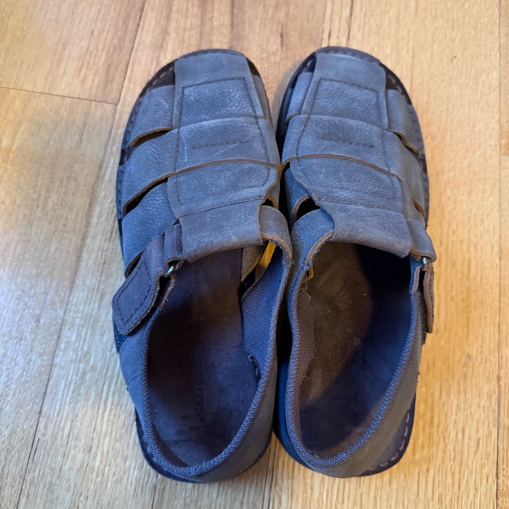 Eddie Bauer Men's Brownish-Gray Leather Sandals, Size 10